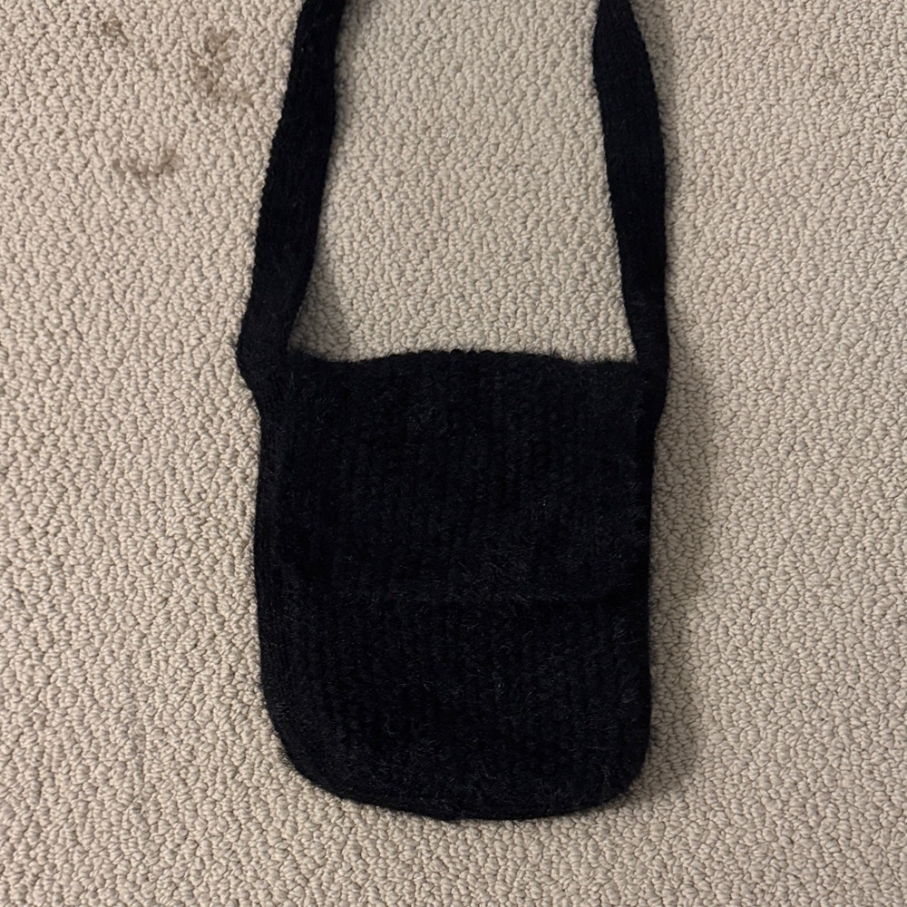 Black Knit Shoulder Bag
